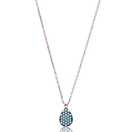 Nano Turquoise Drop Design Turkish Wholesale Silver Pendant